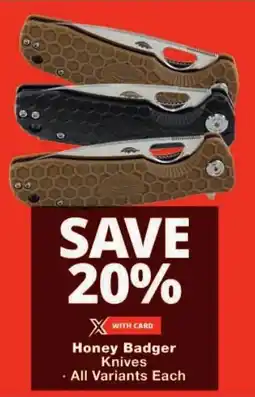 Checkers Honey Badger Knives offer