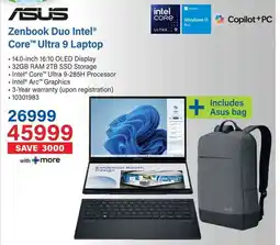 Incredible Connection ASUS Zenbook Duo Intel Core Ultra 9 Laptop offer