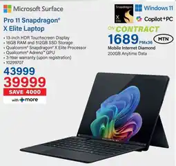 Incredible Connection Microsoft Surface Pro 11 Snapdragon X Elite Laptop offer