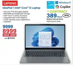 Incredible Connection Lenovo IdeaPad 1 Intel Core i3 Laptop offer