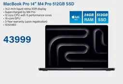 Incredible Connection MacBook Pro 14" M4 Pro 512GB SSD offer