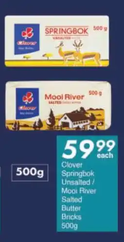President Hyper Clover Springbok Unsalted / Mooi River Salted Butter Bricks offer