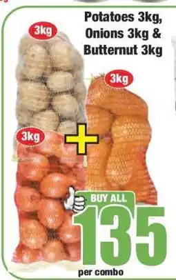 Boxer Potatoes 3kg, Onions 3kg & Butternut 3kg offer