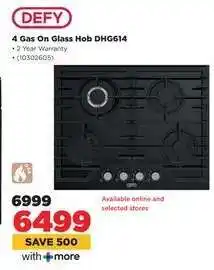 HiFi Corp DEFY 4 Gas On Glass Hob DHG614 offer