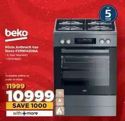 HiFi Corp Beko 60cm Anthracit Gas Stove FVM81430DA offer