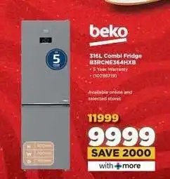 HiFi Corp Beko 316L Combi Fridge B3RCNE364HXB offer