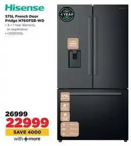 HiFi Corp Hisense 575L French Door Fridge H760FSB-WD offer