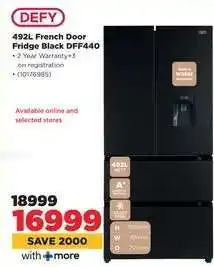 HiFi Corp DEFY 492L French Door Fridge Black DFF440 offer
