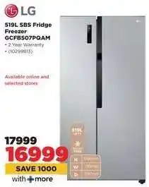 HiFi Corp LG 519L SBS Fridge Freezer GCFB507PQAM offer