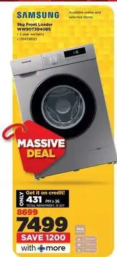 HiFi Corp Samsung 9kg Front Loader WW90T3040BS offer