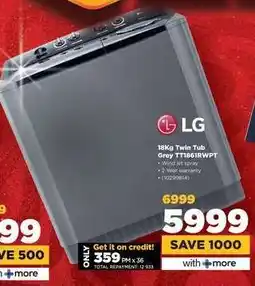 HiFi Corp LG 18Kg Twin Tub Grey TT861RWP offer