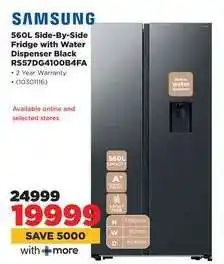 HiFi Corp Samsung 560L Side-By-Side Fridge with Water Dispenser Black RS57DG4100B4FA offer