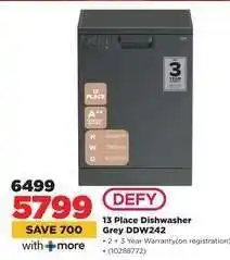 HiFi Corp DEFY 13 Place Dishwasher Grey DDW242 offer
