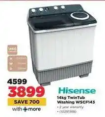 HiFi Corp Hisense 14kg TwinTub Washing WSCF143 offer