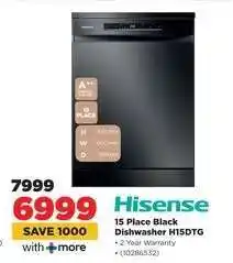 HiFi Corp Hisense 15 Place Black Dishwasher H15DTG offer