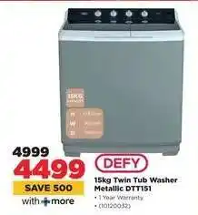 HiFi Corp Defy 15Kg Twin Tub Washer Metallic DTT151 offer