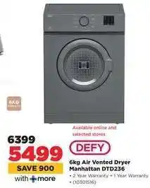HiFi Corp Defy 6kg Air Vented Dryer Manhattan DTD236 offer