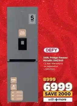 HiFi Corp DEFY 348L Fridge Freezer Metallic DAC645 offer