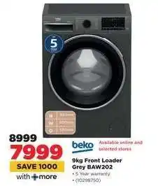 HiFi Corp beko 9kg Front Loader Grey BAW202 offer