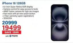 Incredible Connection iPhone 16 128GB offer