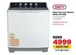 HiFi Corp DEFY 18kg Twin Tub Washer White DTT180 offer
