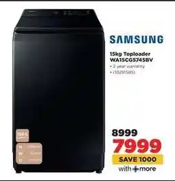 HiFi Corp Samsung 15kg Toploader WA15CGS745BV offer