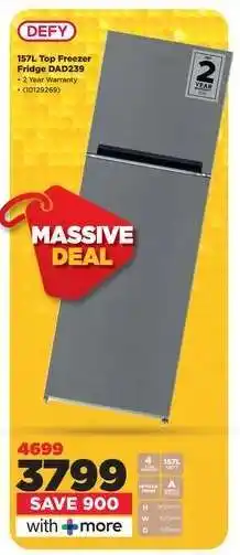 HiFi Corp DEFY 157L Top Freezer Fridge DAD239 offer