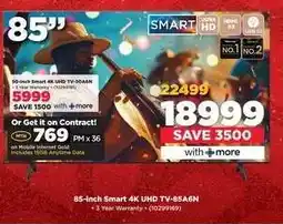 HiFi Corp 85-inch Smart 4K UHD TV-85A6N offer