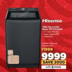 HiFi Corp Hisense 21Kg Top Loader Black WT7T2125DB offer