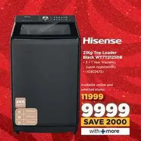 HiFi Corp Hisense 21Kg Top Loader Black WT7T2125DB offer