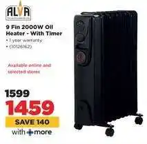HiFi Corp Alva 9 Fin 2000W Oil Heater - With Timer offer
