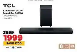 HiFi Corp TCL 3.1 Channel 240W Sound Bar S643W offer