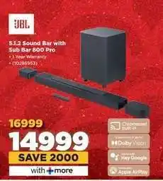 HiFi Corp JBL 5.1.2 Sound Bar with Sub Bar 800 Pro offer