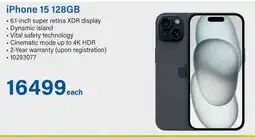 Incredible Connection iPhone 15 128GB offer