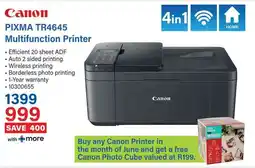 Incredible Connection Canon PIXMA TR4645 Multifunction Printer offer