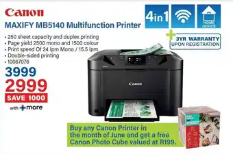 Incredible Connection Canon MAXIFY MB5140 Multifunction Printer offer