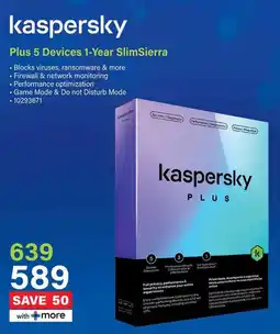 Incredible Connection Kaspersky Plus 5 Devices 1-Year SlimSierra offer