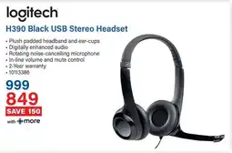 Incredible Connection Logitech H390 Black USB Stereo Headset offer
