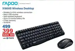 Incredible Connection Rapoo X1800S Wireless Desktop offer