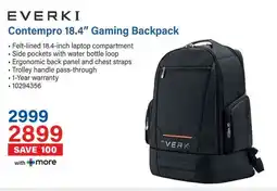 Incredible Connection EVERKI Contempro 18.4" Gaming Backpack offer