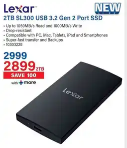 Incredible Connection Lexar 2TB SL300 USB 3.2 Gen 2 Port SSD offer