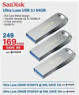 Incredible Connection SanDisk Ultra Luxe USB 3.1 64GB offer