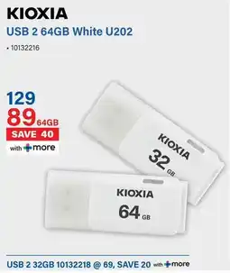 Incredible Connection KIOXIA USB 2 64GB White U202 offer
