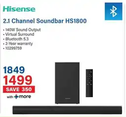 Incredible Connection Hisense 2.1 Channel Soundbar HS1800 offer