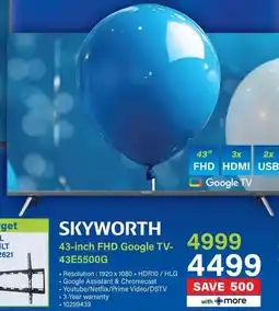 Incredible Connection SKYWORTH 43-inch FHD Google TV-43E5500G offer