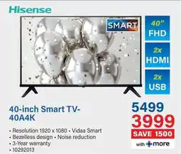Incredible Connection Hisense 40-inch Smart TV- 40A4K offer