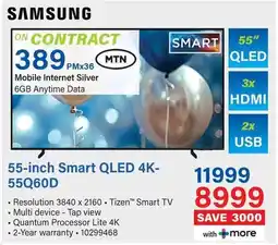 Incredible Connection SAMSUNG 55-inch Smart QLED 4K- 55Q60D offer