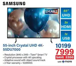 Incredible Connection SAMSUNG 55-inch Crystal UHD 4K- 55DU7000 offer