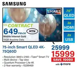 Incredible Connection SAMSUNG 75-inch Smart QLED 4K- 75Q60D offer