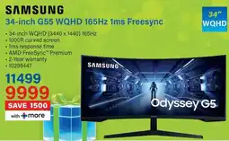 Incredible Connection SAMSUNG 34-inch G55 WQHD 165Hz 1ms Freesync offer